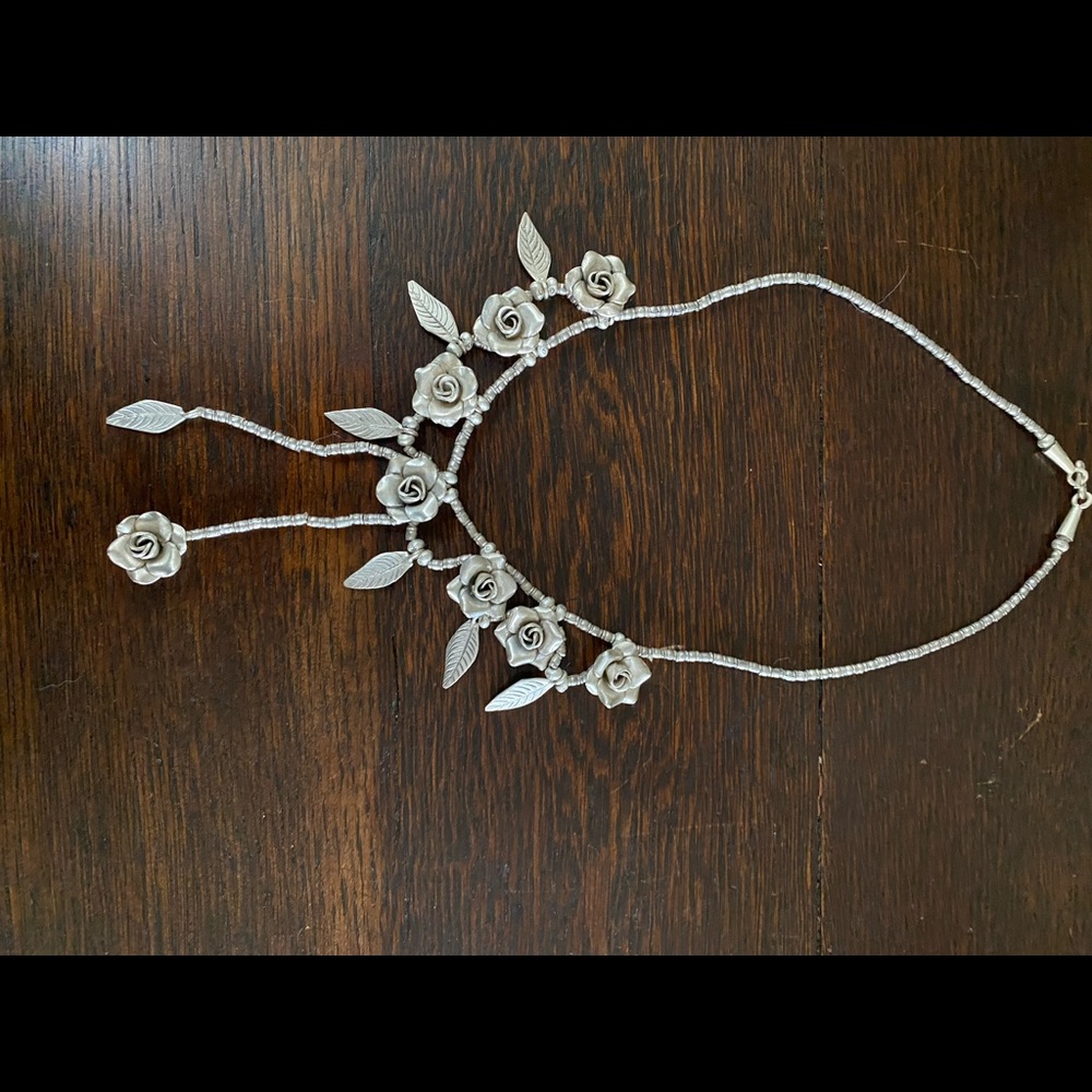 Gorgeous Solid Silver Rose Necklace - image 3
